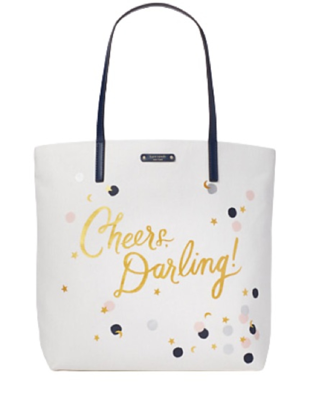 EUC Kate Spade Cheers Darling, novelty white canvas tote